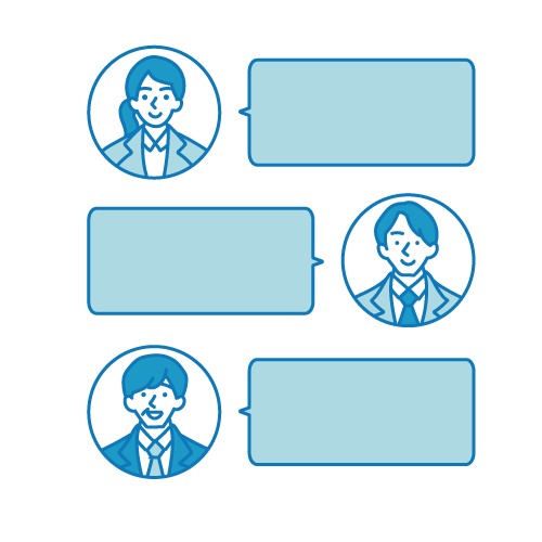 さまざまなチャットツールにメッセージが届く様子のイラスト